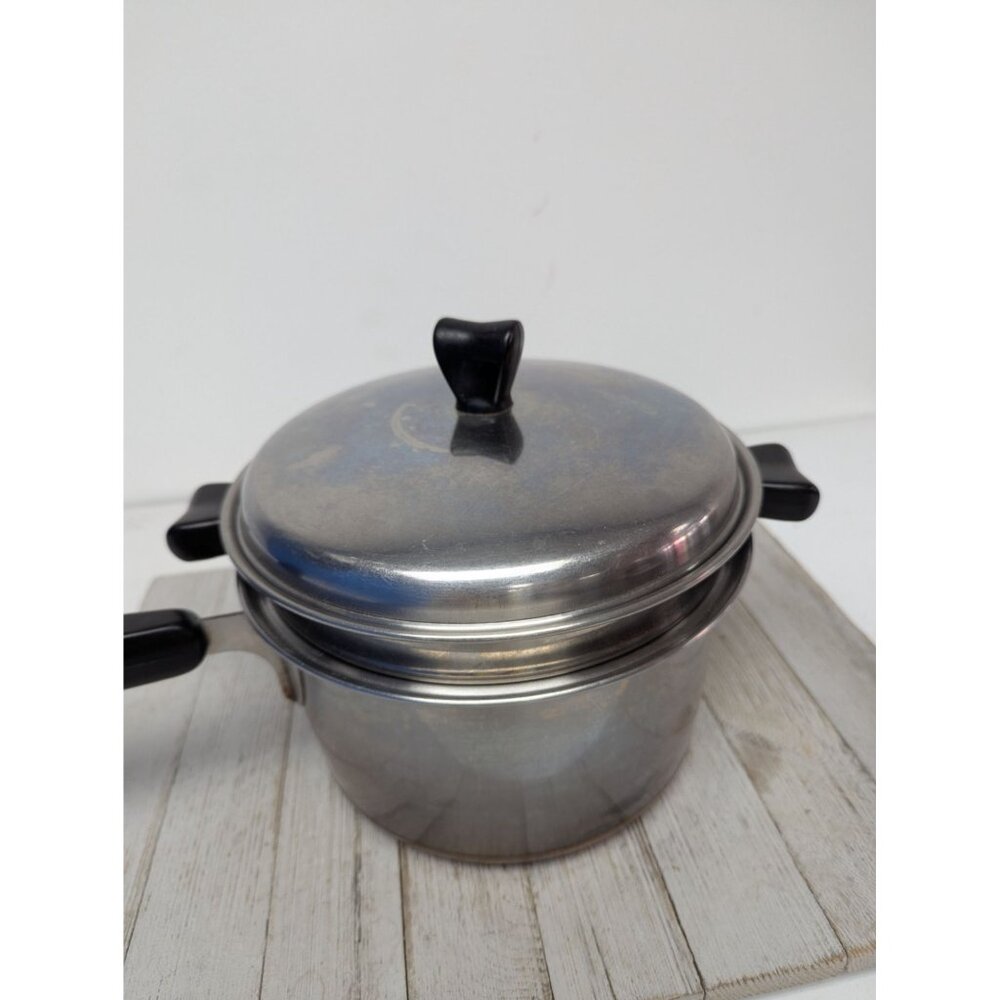 Thermic Ray 2 qt Double Boiler by Norris Copper Bottom Saucepan w lid - Picture 3 of 11